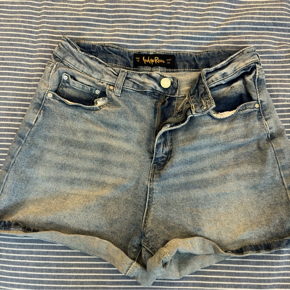 High Waist Stretch Denim Shorts